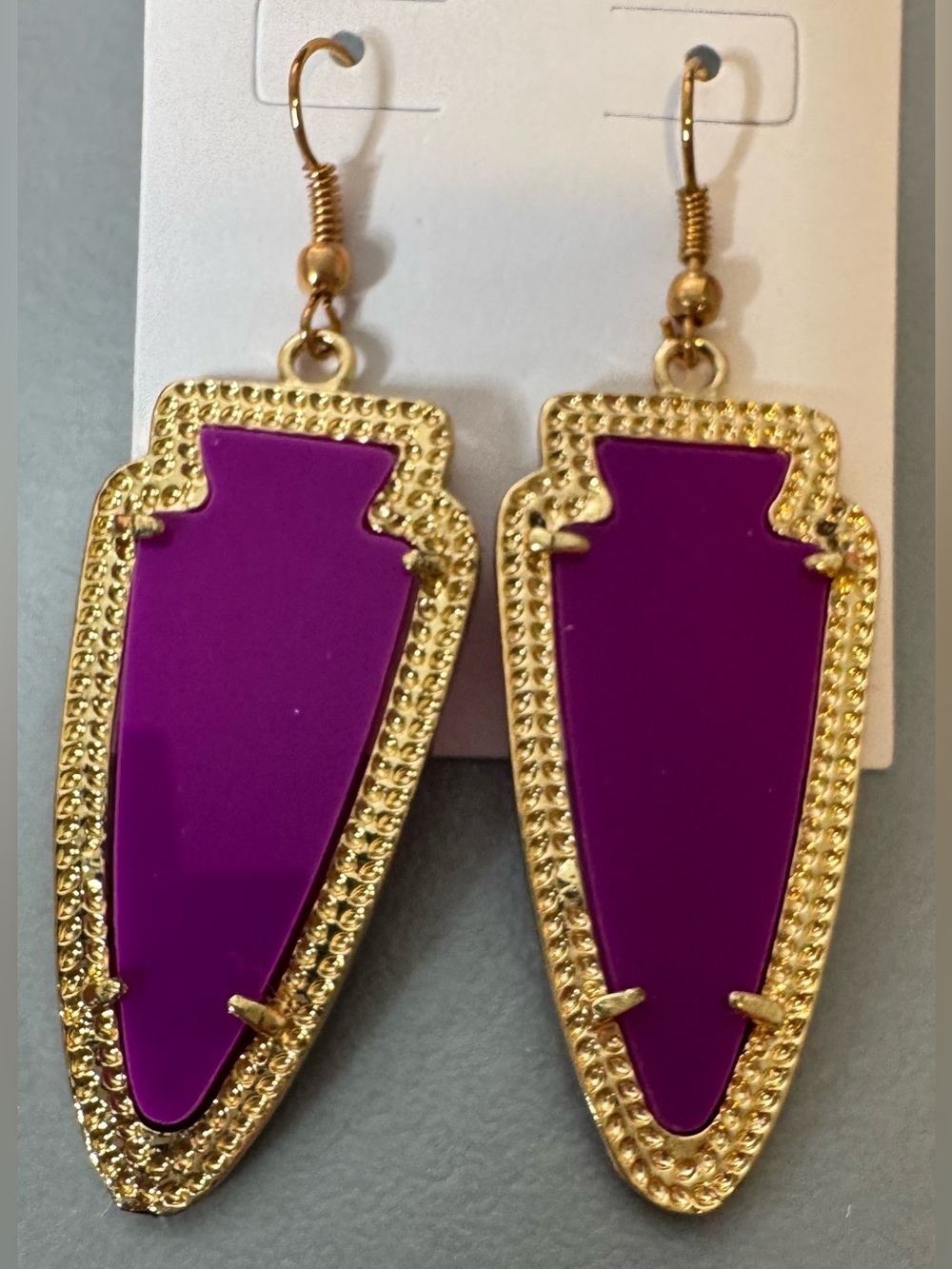 Gold and Purple Statement Drop Earrings - Women Jewelry statement summer